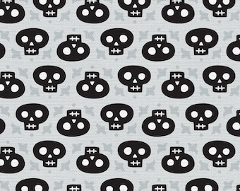 CLEARANCE!!  Halloween Night Skull Fabric on Gray by Paintbrush Studio 100% Cotton Fabric