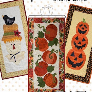 Leap Into Fall Seasonal Skinnies by Ribbon Candy Quilt Company - Wall Hanging  Table Runner Patterns - Halloween Quilt
