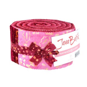 Pink Java Batiks Fabric Jelly Roll – Maywood Studio, 40 Cotton Strips