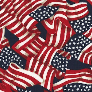 Katoenen stof Amerikaanse vlag patriottische - Galaxy Patriotic Prints Tossed American Flag