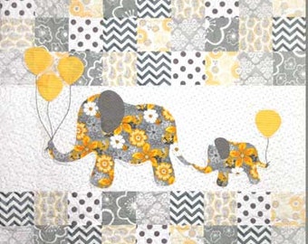 Mommy & Me Baby Child Quilt Pattern - Animal Elephant Quilt Applique Pattern by QP Designs