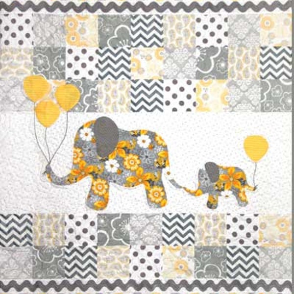 Motif de courtepointe bébé enfant maman et moi - Motif appliqué de courtepointe éléphant animal par QP Designs