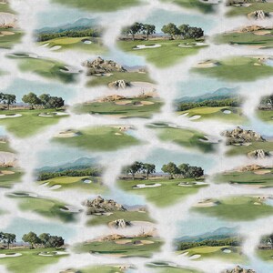 Golf Toile Baumwollstoff - Fore! in Mist Grey von Clothworks - CLTY3746-116