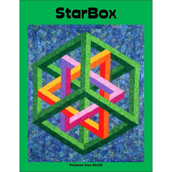 STARBOX Quilt Pattern - By Fabric Therapy The Quilter's Clinic - Geometric 3D Puzzle Illusion Quilt Pattern 60” x 69” Finished Size