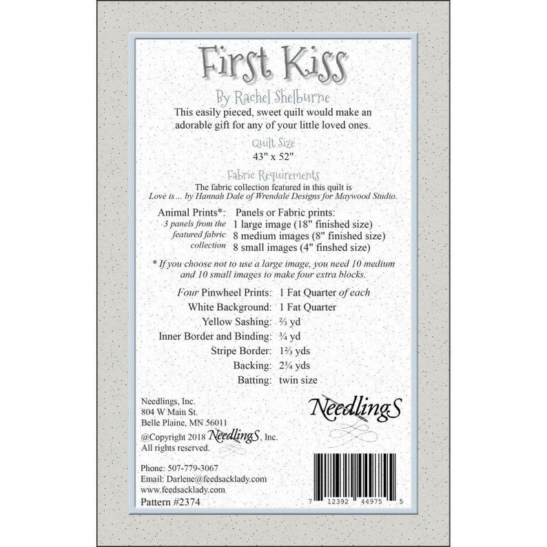 First Kiss Quilt PATTERN by Rachel Shelbourn Needling Inc. Etsy