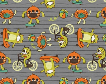 CLEARANCE Kids Monsters in Masks Fabric - 100% Cotton Fabric - Have Fun, Stay Safe!