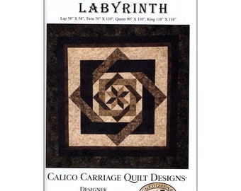 Labyrinth Quilt Pattern - By Calico Carriage Quilt Designs - Designer: Debbie Maddy - Four Sizes - Geometric 3D Puzzle Quilt Pattern