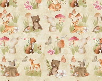 Nature’s Nursery - Animal Boxes - Cotton Fabric by Paintbrush Studio Fabrics - Woodland Animals - Baby Animal Fabric
