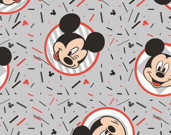 Disney Mickey Mouse Confetti Party Gray Cotton Fabric by Springs Creative