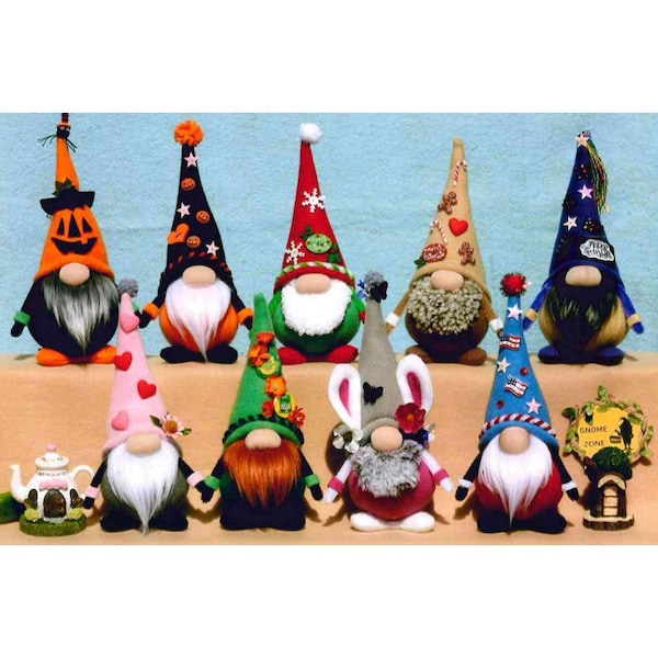 Little Holiday Gnomes Primitive Doll Pattern by Happy Hearts Patterns