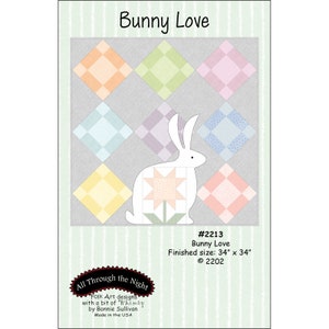 Bunny Love Quilt Pattern - Easter Rabbit Quilt Applique Pattern - Made Using Little Lambies Woolies Fabric Collection