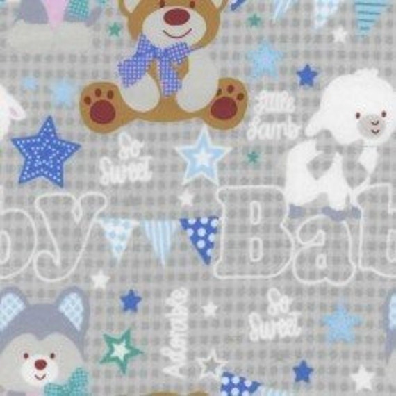 Baby Boy FLANNEL Cotton Fabric by EESCO so Sweet Baby in Etsy