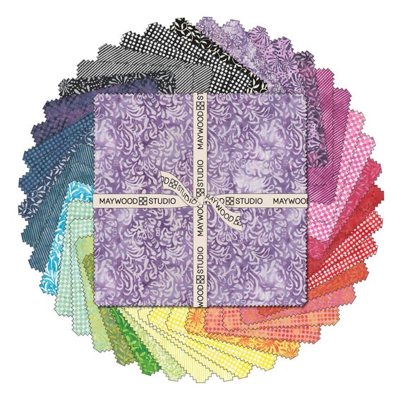 Color Therapy Batiks Rainbow Fabric Layer Cake 42 Precut Quilt Squares 10 X  10 100% Cotton Quilt Fabric by Maywood Studios 