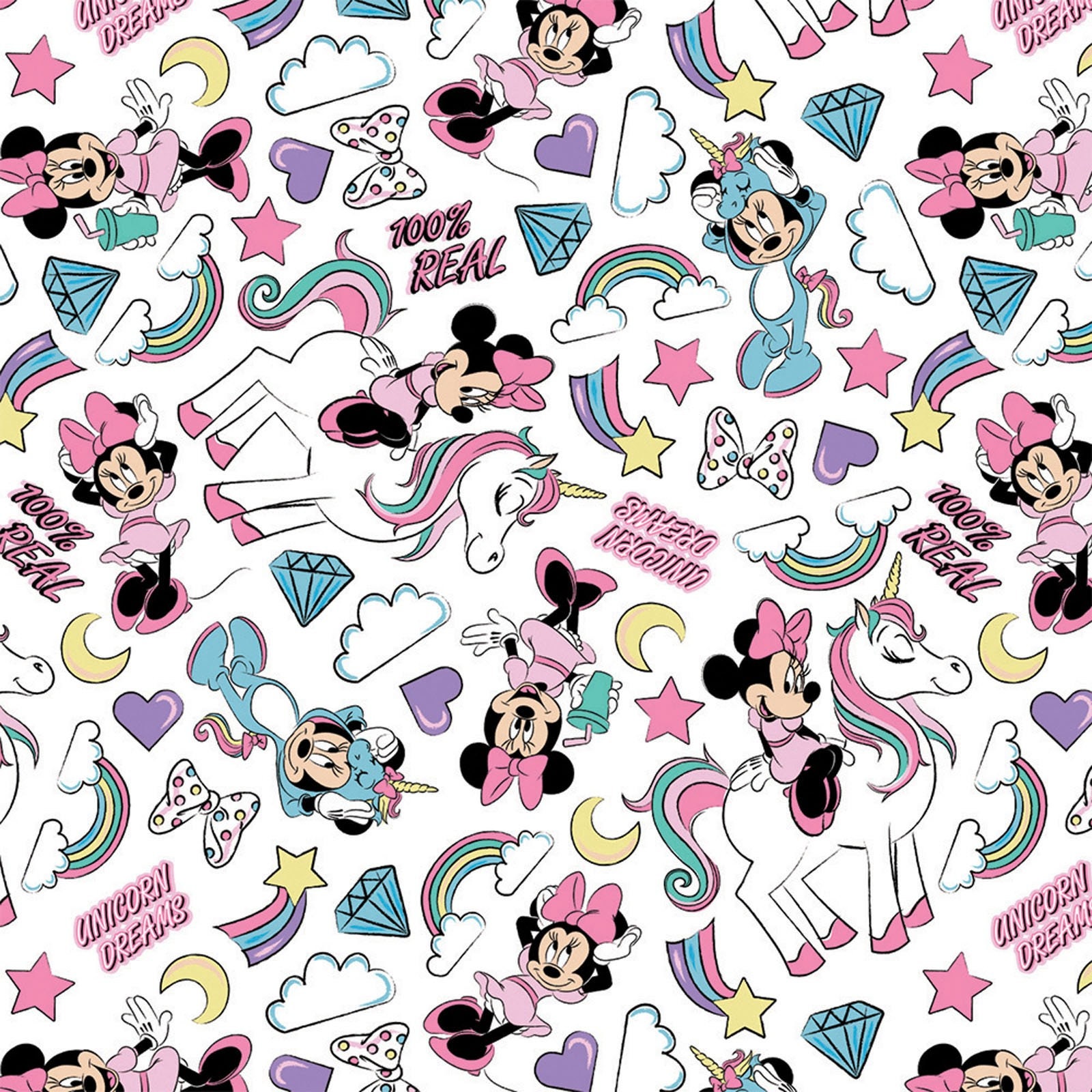 Disney Minnie Mouse Unicorn Dreams FLANNEL Fabric in White Etsy