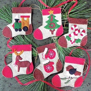 Christmas Ornament DIY Craft Kit Warm Feet Stockings pattern and materials included by Rachel's of Greenfield Rachel Pellman Applique Kit image 1