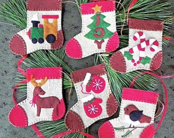 Christmas Ornament DIY Craft Kit Warm Feet Stockings (pattern and materials included) by Rachel's of Greenfield Rachel Pellman Applique Kit