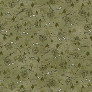 The Mountains Are Calling Baumwoll-Gewebe Mixed Media Bergspur Green von Henry Glass - HEG3138-66 - NICHT FLANNEL