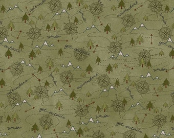 The Mountains Are Calling FLANNEL Fabric Mixed Media Mountain Trail by Henry Glass Designer: Janet Rae Nesbitt - HEG3138F-66