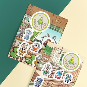 Pegatinas: Cafetería caliente y humeante (serie Coffee & Cream Me)