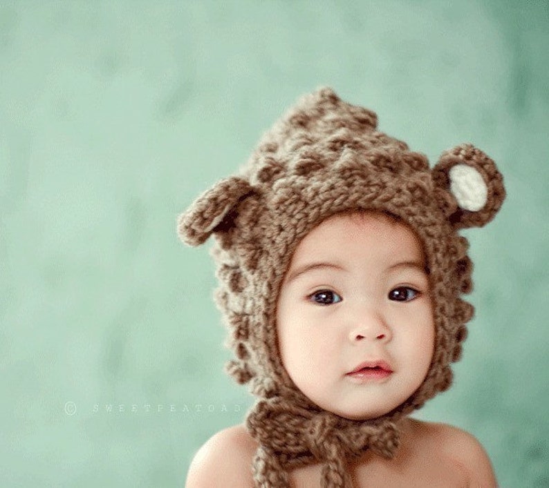 Bear Hat, Hat with Ears, Photo Prop Hat, Winter Hat image 2