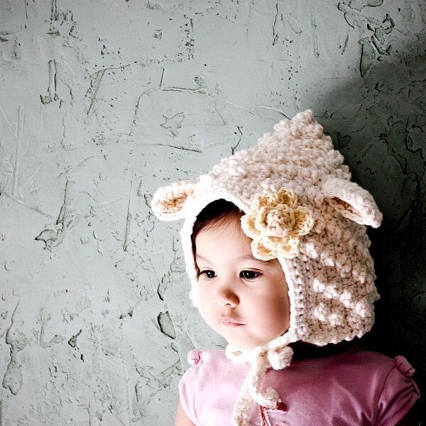 Little Lamb Hat For Her (Organic Cotton) - sizes from 3mos to 5T