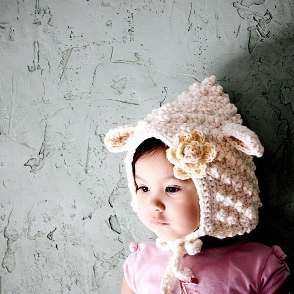 Little Lamb Hat For Her (Organic Cotton) - sizes from 3mos to 5T