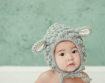 Sombrero de cordero, Sombrero de animal para niños, Sombrero de invierno para bebés