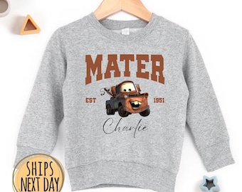 Custom Name Lightning McQueen Cars Sweatshirt, Funny Kids Cars Movie Shirt, Cars Toddler and Youth Sweatshirt, Cars Shirt for Kids, Mater