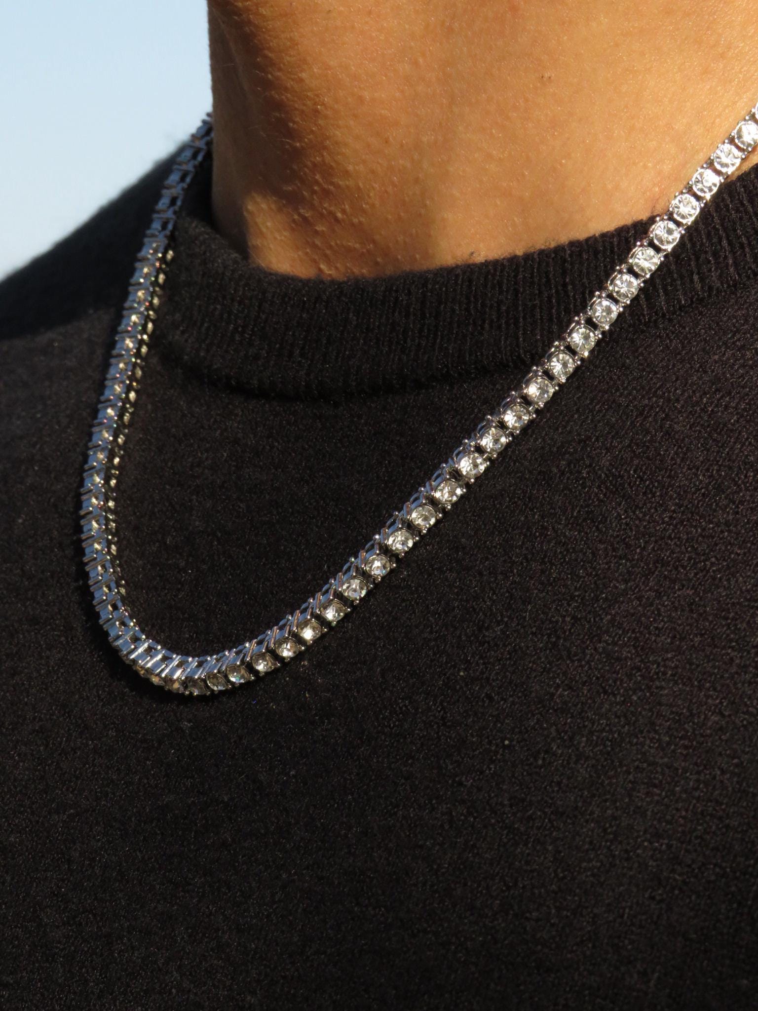 Collier Femme Tennis En Argent Rhodié Avec Zircone Cubique Et Rubis | Collier Délicat Pour Cadeau Femme