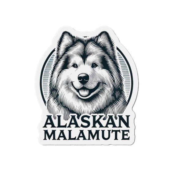Alaskan Malamute Vinyl Magnet, Floral Dog Design, Durable Fridge Magnet, Cute Pet Lover Gift