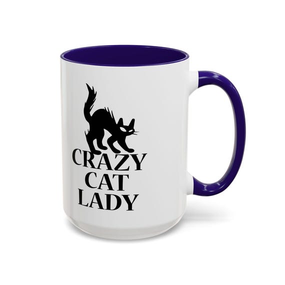 Crazy Cat Lady 15oz Ceramic Coffee Mug - Funny and Quirky Gift for Cat Lovers