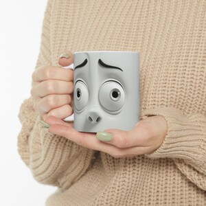 Große Kaffee lustige Tasse 3D Cartoon Gesicht 15 Unzen Keramik Wrap mit amüsiertem Ausdruck einzigartiges Geschenk für Kaffee-Enthusiasten