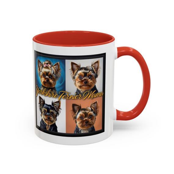 Yorkshire Terrier Mama Yorkie Coffee Mug  Adorable Dog Lover Gift, Stylish 2x2 Terrier Design