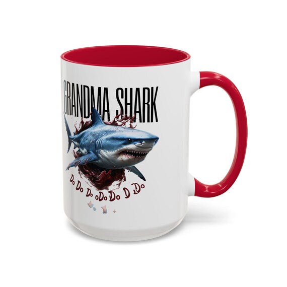 Large Coffee Mug Grandma Shark, Do-Do, Shark Lover Gift, 15oz - Fun Parody Mug