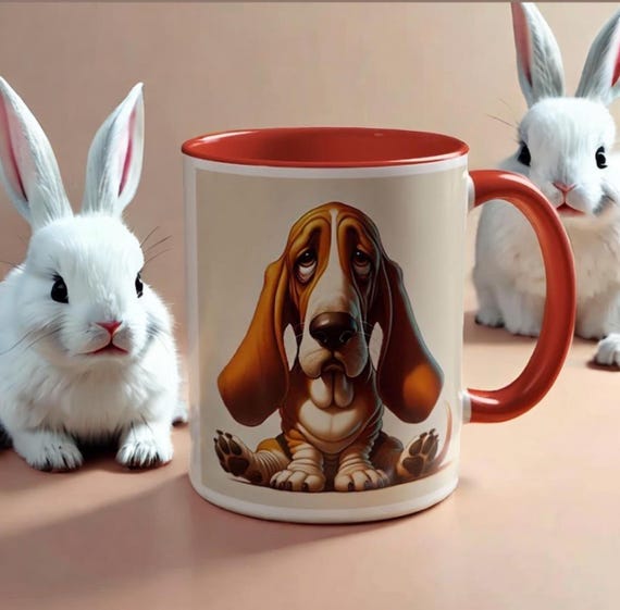 Large Coffee Mug - Adorable Basset Hound Coffee Mug - A Must-Have for Dog Lovers