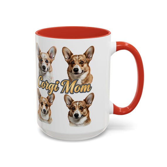 Corgi Mom Large Coffee Mug - Adorable 15oz Ceramic Coffee Mug with Cute Corgi Portraits
