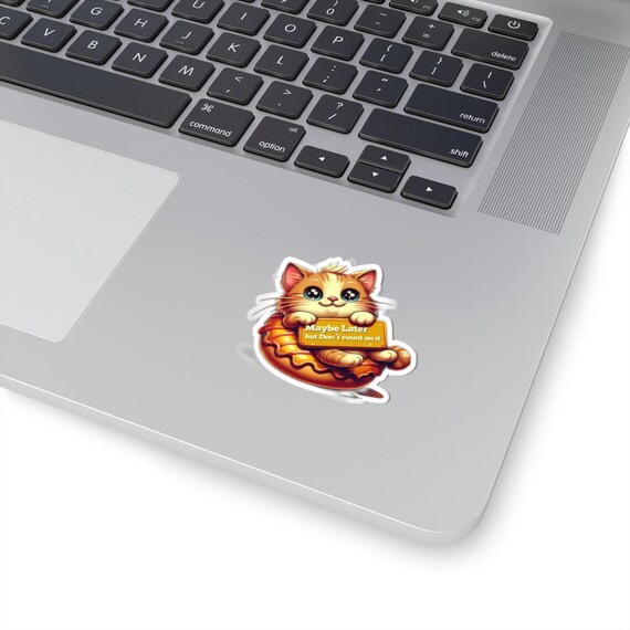 Funny Cat Sticker | Maybe Later Cute Cat on Doughnut Vinyl Sticker | Whimsical Cat Lover Gift | Adorable Kawaii Kitty Decal