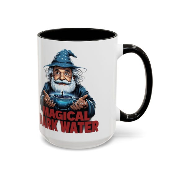 Large Coffee Mug Magical Dark Water Wizard Design for Fantasy and Coffee Enthusiasts 15oz