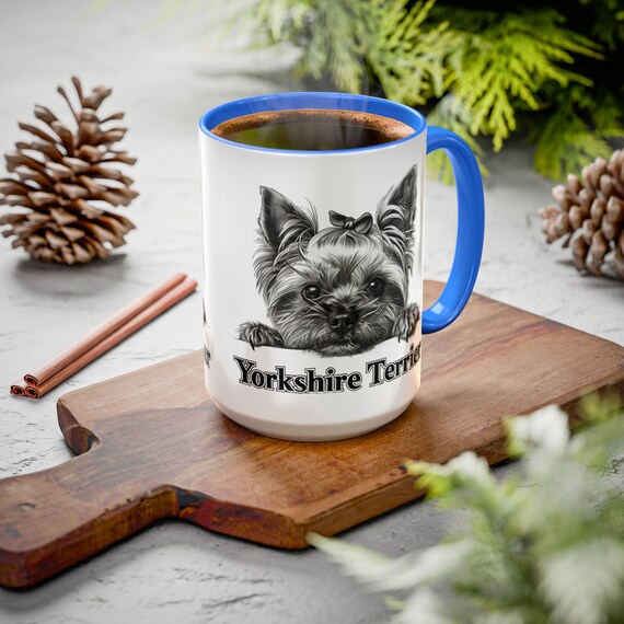 Yorkshire Terrier 15 oz Coffee Mug Black and White Dog Art Unique Design Perfect Gift for Yorkie Lovers and Coffee Enthusiasts