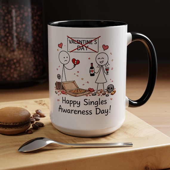Anti Valentines Day Stick Figure Design Funny Singles Awareness Day Gift Anti Love Humor Shirt Mug