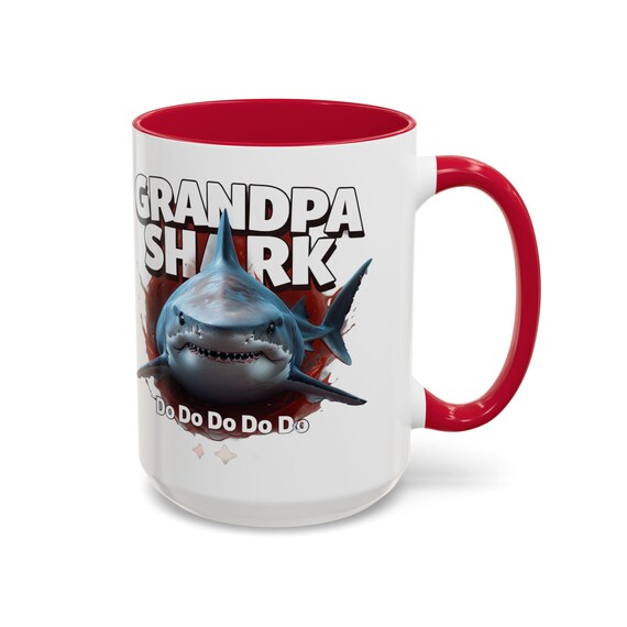Large Coffee Mug Grandpa Shark, Do-Do, Shark Lover Gift, 15oz - Fun Parody Mug