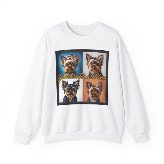 Yorkshire Terrier Mama Yorkie Sweatshirt - Adorable Cozy Apparel with Colorful Terrier Grid Design