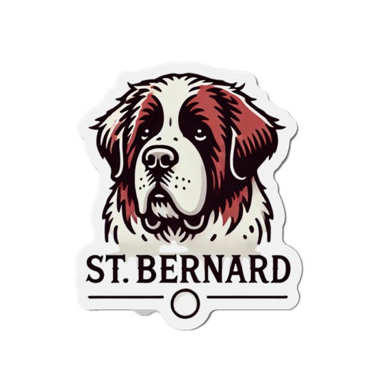 St. Bernard Vinyl Magnet, Floral Dog Design, Durable Fridge Magnet, Cute Pet Lover Gift