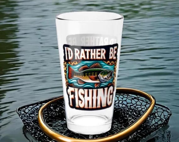 I'd Rather Be Fishing Mixing Glass - 16oz Fisherman Barware Gift for Fishing Enthusiasts - Unique Home Decor