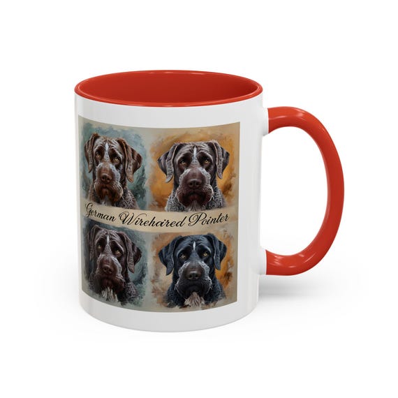 German Wirehaired Pointer dog Coffee Mug, Dog Lover Gift, Beautiful Pointer Portrait Design, Unique Pet Mom Coffee Cup