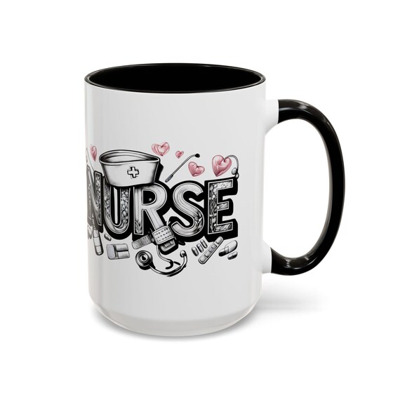 Nurse Large Coffee Mug Medical Elements Design Perfect Gift for Healthcare Heroes
