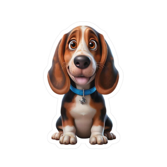 Dog Lover Gift | Basset Hound Decal, Cute Animal Sticker for Laptop & Car Window, Perfect Pet Lover Idea