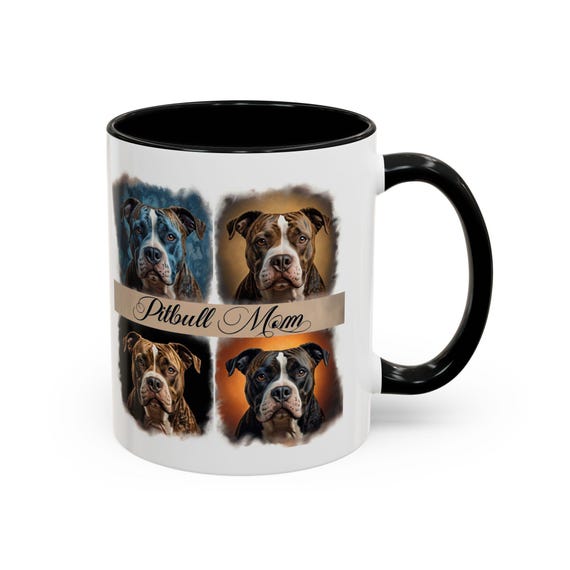 Pitbull Mom Coffee Mug, Vibrant terrier Portrait Design, Dog Lover Gift, Cute Pitbull Coffee Cup, Perfect Gift for Pet Owners, Dog Mom Mug