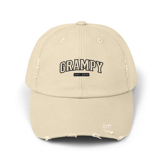 Vintage Style Grampy Cap Est 2025 Unisex Distressed hat, Dad Hat for Grandpa, Father's Day Gift, Retro Baseball Cap, Family