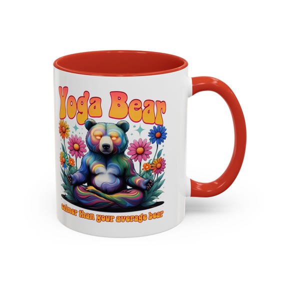 Large Coffee Mug - Yoga Bear Calmer Than Your Average Bear Funny Coffee Mug 15oz